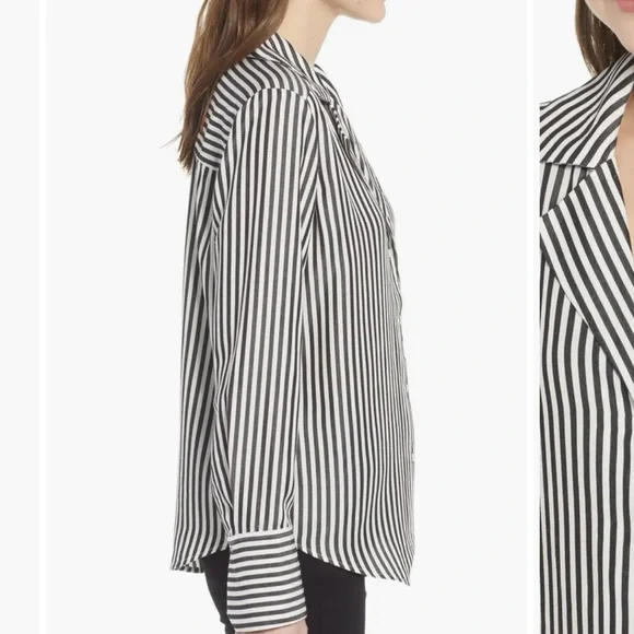 PAIGE Elora Stripe Button-Down Black and White Blouse - Picture 3 of 12